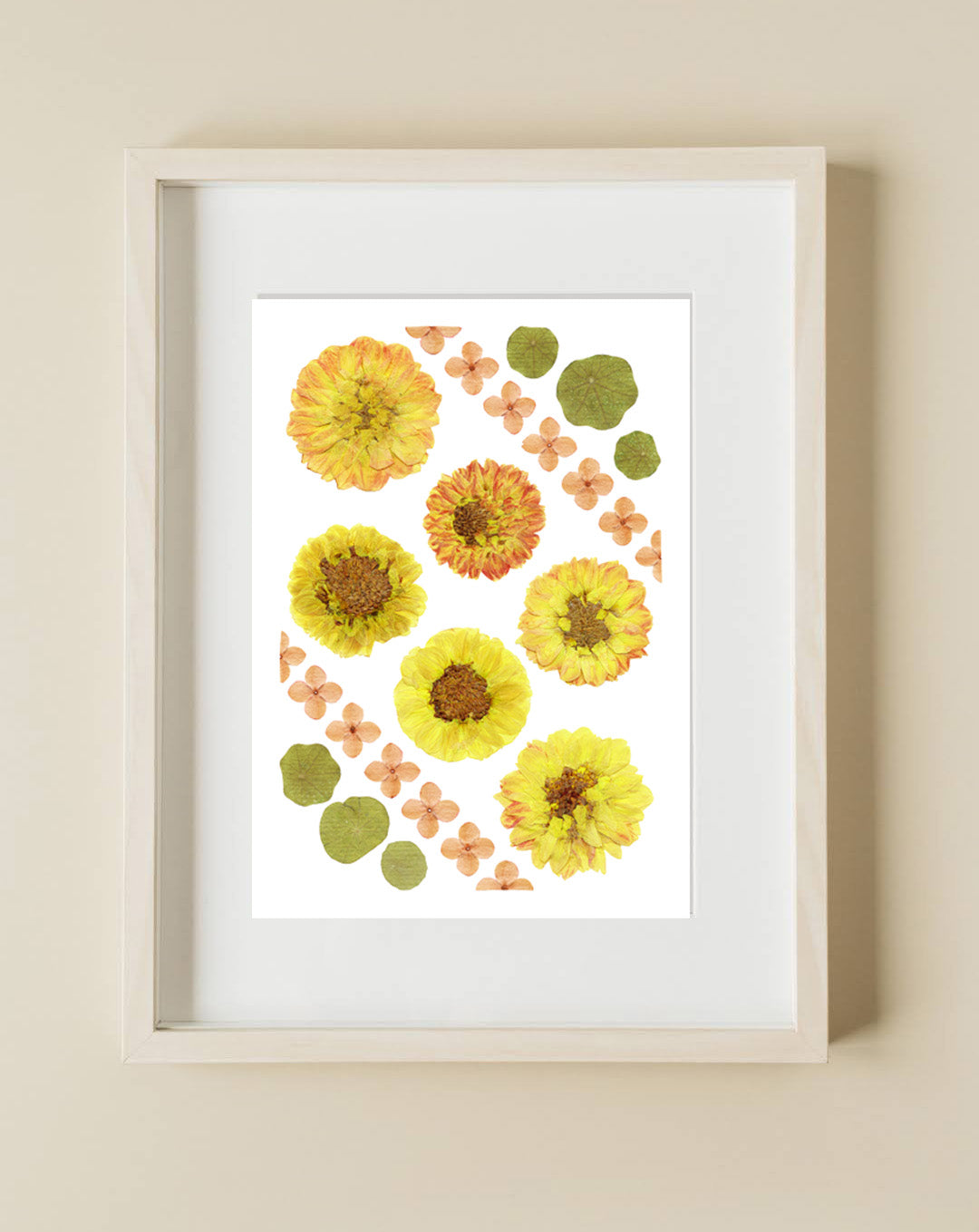 Pressed Flower Art Print - DAHLIA + IXORA -