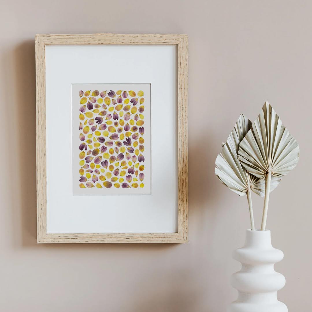 Pressed Flower Art Print  - Dahlia Petals -