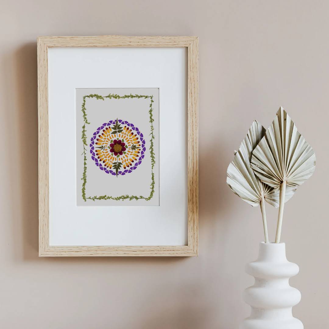 Pressed Flower Art Print  - Sun of small petals -