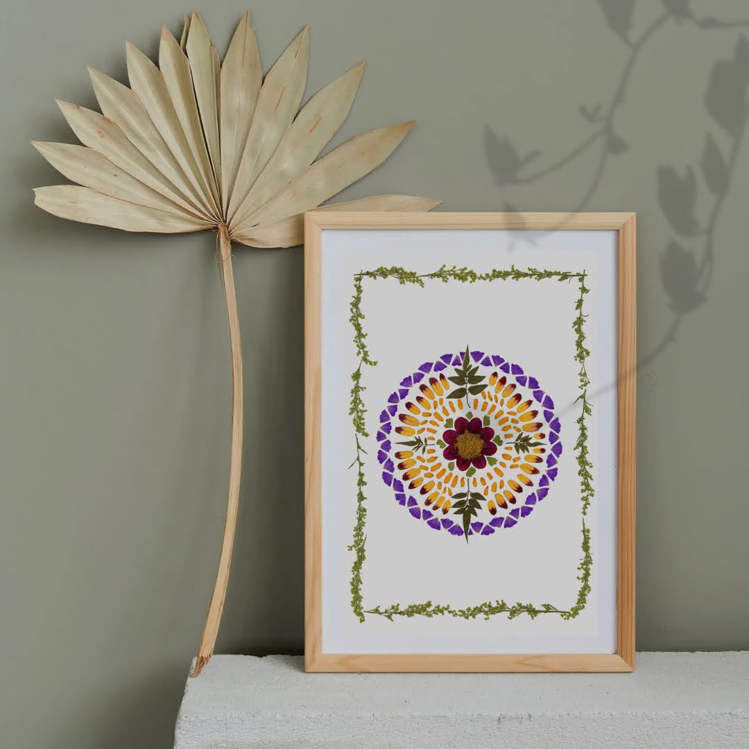Pressed Flower Art Print  - Sun of small petals -