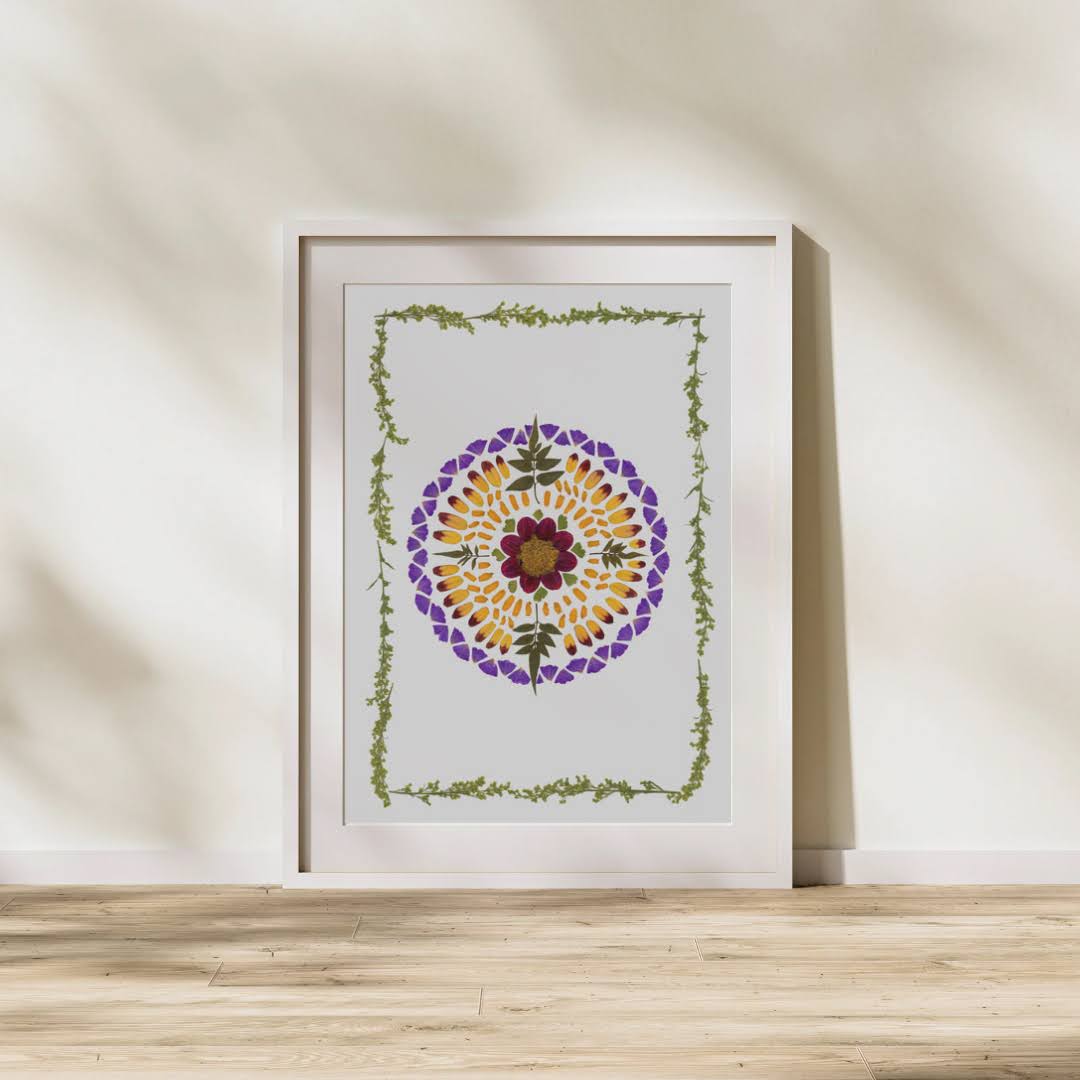 Pressed Flower Art Print  - Sun of small petals -