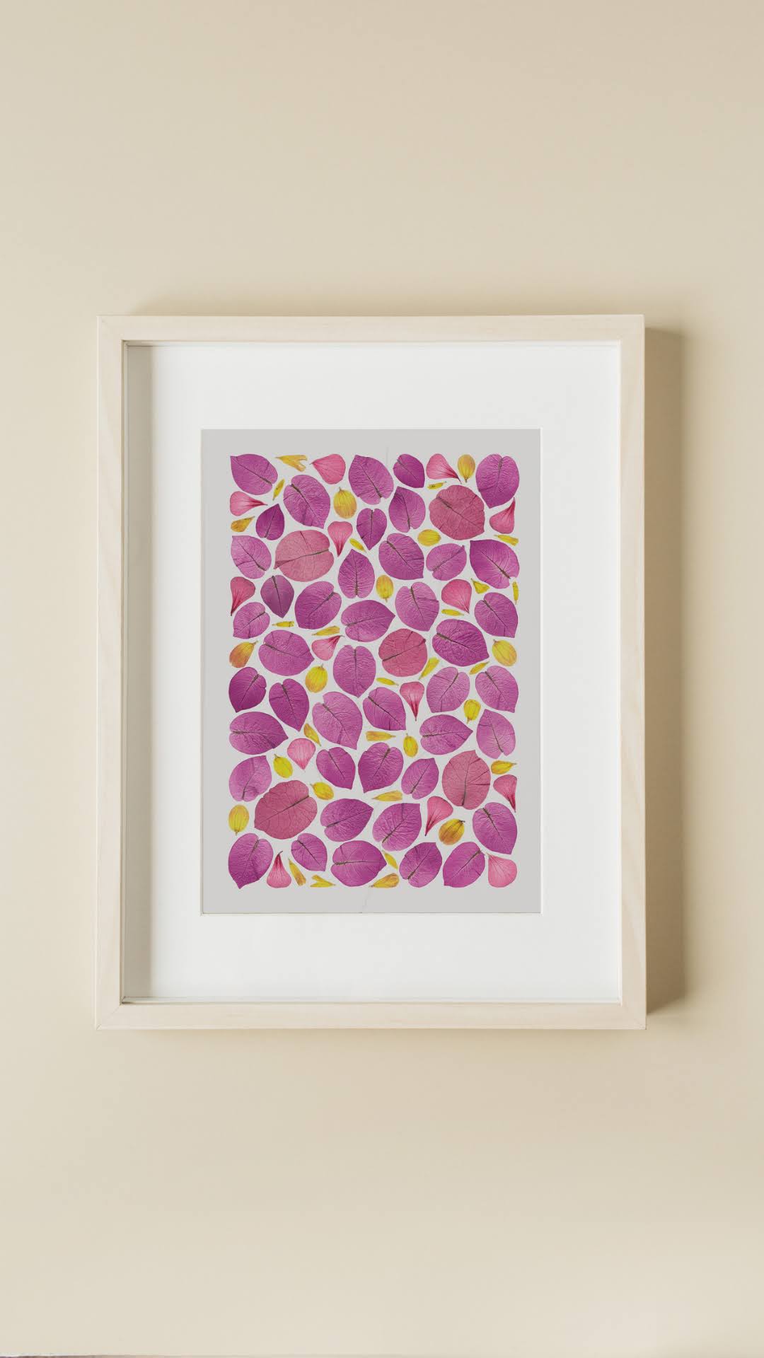 Pressed Flower Art Print - Bougainvillea+Dhlia -