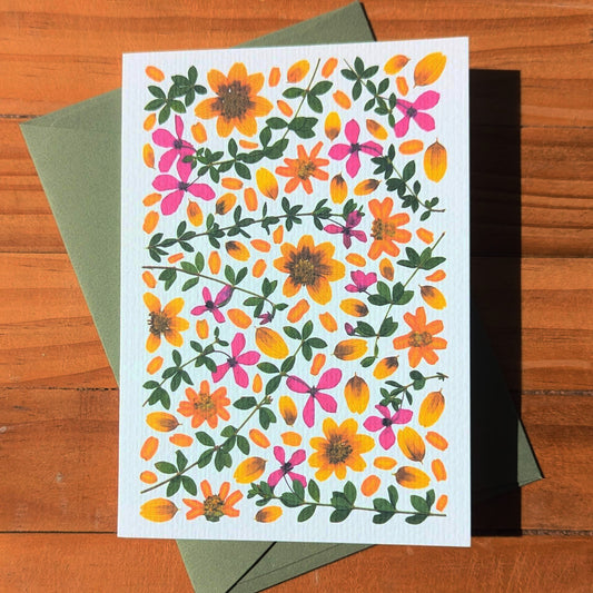 NATIVE FLOWER + ZINNIA CARD
