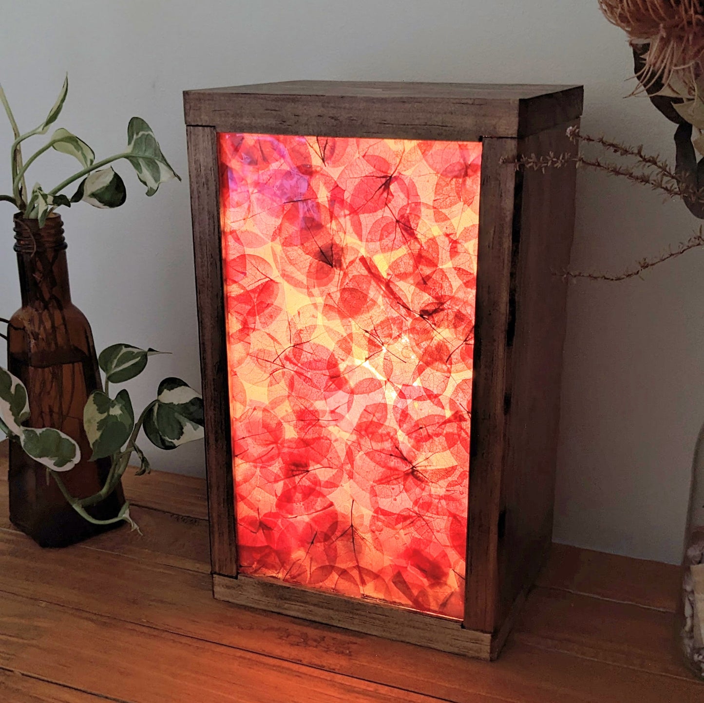 Red Bougainvellea Leaves Japanese Style Organic Light Lampshade